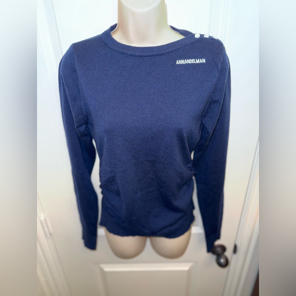 Ann Andelman Blue Navy Logo Crewneck Sweater